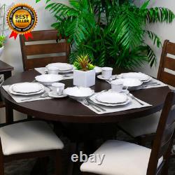 Scalloped round Stoneware Elegant Dinnerware Dish Set 20 Piece White