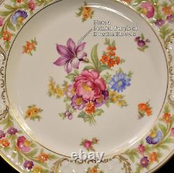 Schumann 4 Dinner Plates Empress Dresden Flowers Fuzzy Pink Pointed Purple 1955