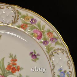 Schumann 4 Dinner Plates Empress Dresden Flowers Fuzzy Pink Pointed Purple 1955