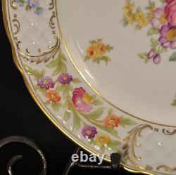 Schumann 4 Dinner Plates Empress Dresden Flowers Fuzzy Pink Pointed Purple 1955