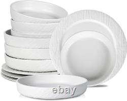 Senso 12-Piece Dinnerware Set New Bone China, Plates and Bowls Sets, Dish Set fo