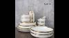 Seralle White Nordic Luxury Set Ceramic Tableware Dinnerware Set Gold Rim White Dinner Plate