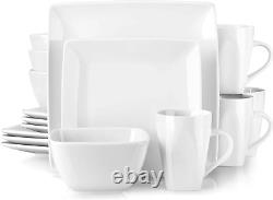 Series SOHO, Square Dinnerware Set Stoneware Ivory White 16 Piece Kitchen Dinner