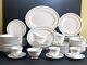 Serve 16 Royal Albert White with gold gilt bone china dinner service, 95pcs, MINT