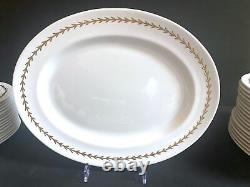 Serve 16 Royal Albert White with gold gilt bone china dinner service, 95pcs, MINT