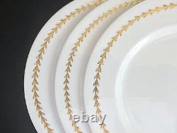 Serve 16 Royal Albert White with gold gilt bone china dinner service, 95pcs, MINT