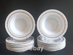 Serve 16 Royal Albert White with gold gilt bone china dinner service, 95pcs, MINT