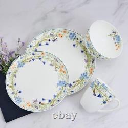 Service fo. Quinn Lightweight Bone China 12 Piece Dinnerware Plate Bowl Set