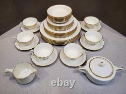 Service for 6 Lenox American Belleek Parian Ware Dinnerware, 86B Ivory Gold Rim