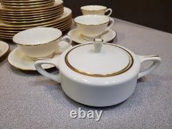 Service for 6 Lenox American Belleek Parian Ware Dinnerware, 86B Ivory Gold Rim
