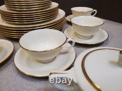 Service for 6 Lenox American Belleek Parian Ware Dinnerware, 86B Ivory Gold Rim