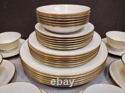 Service for 6 Lenox American Belleek Parian Ware Dinnerware, 86B Ivory Gold Rim