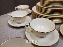 Service for 6 Lenox American Belleek Parian Ware Dinnerware, 86B Ivory Gold Rim