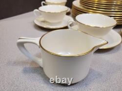 Service for 6 Lenox American Belleek Parian Ware Dinnerware, 86B Ivory Gold Rim