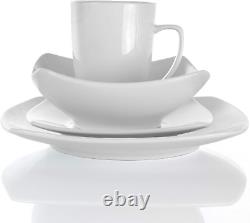 Service for Four 16 Piece Porcelain Dinnerware Set, White-Square 1