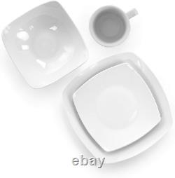 Service for Four 16 Piece Porcelain Dinnerware Set, White-Square 1