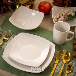 Service for Four 16 Piece Porcelain Dinnerware Set, White-Square 1