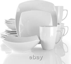 Service for Four 16 Piece Porcelain Dinnerware Set, White-Square 1