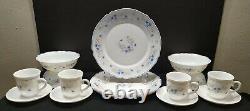 Set 16 PCs vintage Arcopal ROMANTIQUE Dinnerware France blue white setting for 4