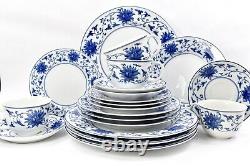 Set 4 20 pc Vista Alegre Lazuli Dinner Place Setting Blue White Porcelain Plates