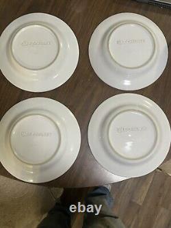 Set 4 Le Creuset White Round Soup Rim Bowls 10 Ring Design Dinnerware