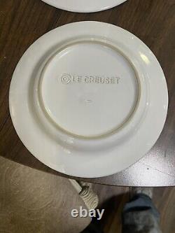 Set 4 Le Creuset White Round Soup Rim Bowls 10 Ring Design Dinnerware