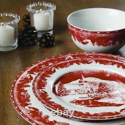 Set Dinnerware 16 Pcs Dishes Dinner Plate Mug Christmas Holiday Winter PR New