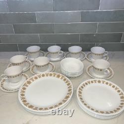 Set For 8 Vintage CORELLE By CORNING BUTTERFLY GOLD Dinnerware Set 40 Pieces