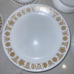 Set For 8 Vintage CORELLE By CORNING BUTTERFLY GOLD Dinnerware Set 40 Pieces