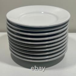 Set of 10 Saturnia White Porcelain Dinner Plates Durable 6.5 Made In Italy