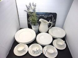 Set of 21-Piece Mikasa English Countryside Dinnerware in White for Service of 4