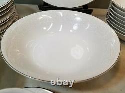 Set of 44 Sango Carlton Plymouth #303 Dinnerware, White Floral Scrolls, Japan