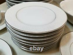 Set of 44 Sango Carlton Plymouth #303 Dinnerware, White Floral Scrolls, Japan