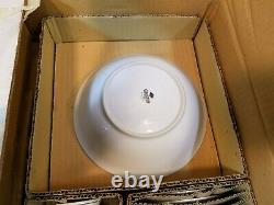 Set of 45 NOS Sango Carlton Plymouth #303 Dinnerware, White Floral Scrolls Japan