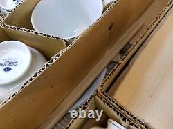 Set of 45 NOS Sango Carlton Plymouth #303 Dinnerware, White Floral Scrolls Japan