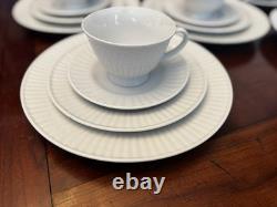 Set of 5, 20 Piece Claremont by Gibson White Place Settings Dinner, Salad, Cup