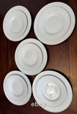 Set of 5, 20 Piece Claremont by Gibson White Place Settings Dinner, Salad, Cup
