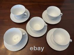Set of 5, 20 Piece Claremont by Gibson White Place Settings Dinner, Salad, Cup