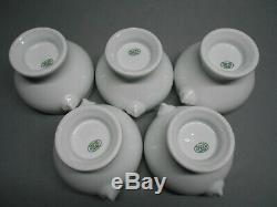 Set of 5 Apilco White French Porcelain Lion Head Soup Bowls