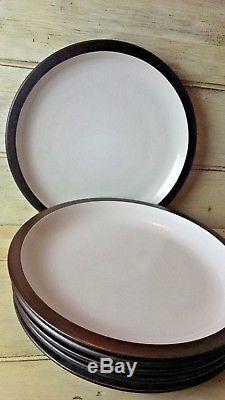 Set of 6 Edith Heath Ceramics BROWN AND WHITE Dinner Plates