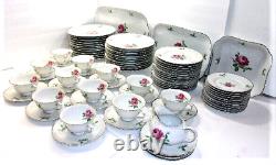 Set of 81-Pc Hutschenreuther Pink Rose Bone China Dinnerware for 12, Germany