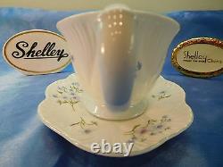 Shelley Blue Rock Flowers Dainty Gravy Bowl And Under Plate 13591 Blue Trim