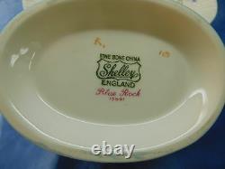 Shelley Blue Rock Flowers Dainty Gravy Bowl And Under Plate 13591 Blue Trim