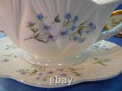 Shelley Blue Rock Flowers Dainty Gravy Bowl And Under Plate 13591 Blue Trim