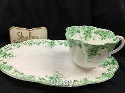 Shelley Dainty Green Daisy 053/a Cup And Saucer Green Trim