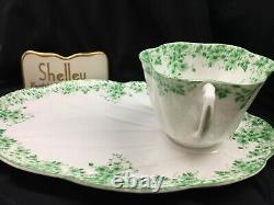 Shelley Dainty Green Daisy 053/a Cup And Saucer Green Trim