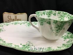 Shelley Dainty Green Daisy 053/a Cup And Saucer Green Trim