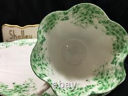 Shelley Dainty Green Daisy 053/a Cup And Saucer Green Trim