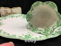 Shelley Dainty Green Daisy 053/a Cup And Saucer Green Trim