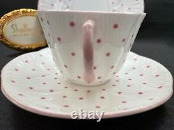 Shelley Dainty Pink Polka Dots Cup, Saucer And 6 1/2 Plate # 13748/p